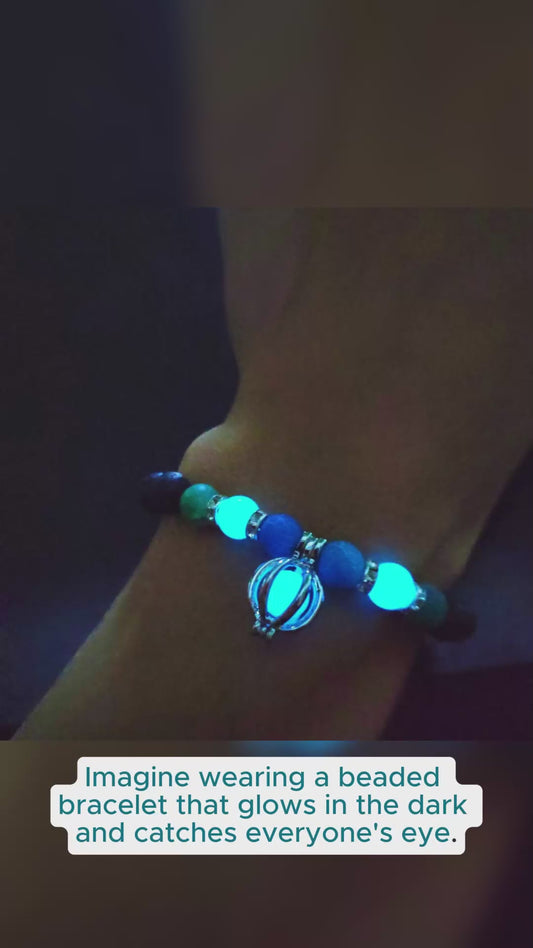 Luminous 'Glow In The Dark' Night Sky and Other Patterns Natural Volcanic Stone Bracelets SELECTION