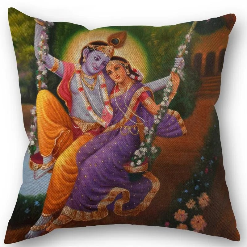 Radha And Krishna Pillow Cover (45cm x 45cm) SELECTION - ALOE WINGS STORE