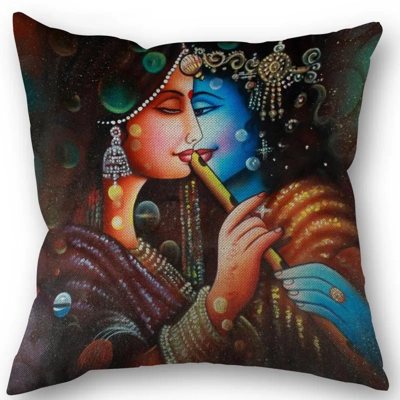 Radha And Krishna Pillow Cover (45cm x 45cm) SELECTION - ALOE WINGS STORE