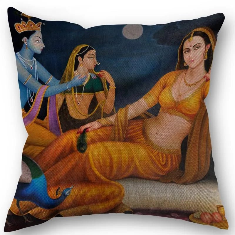 Radha And Krishna Pillow Cover (45cm x 45cm) SELECTION - ALOE WINGS STORE