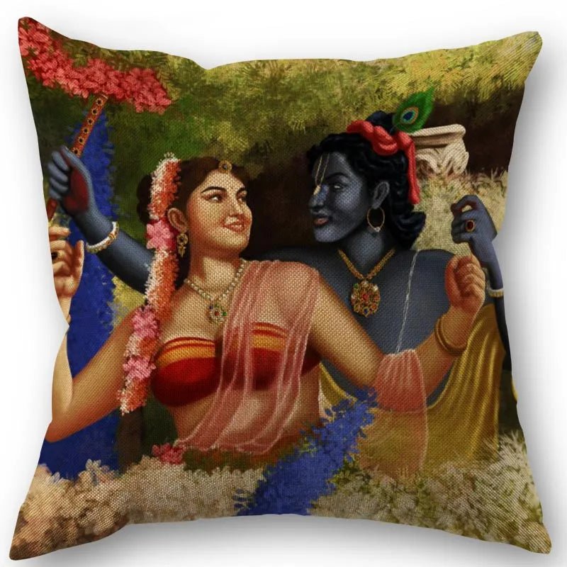 Radha And Krishna Pillow Cover (45cm x 45cm) SELECTION - ALOE WINGS STORE