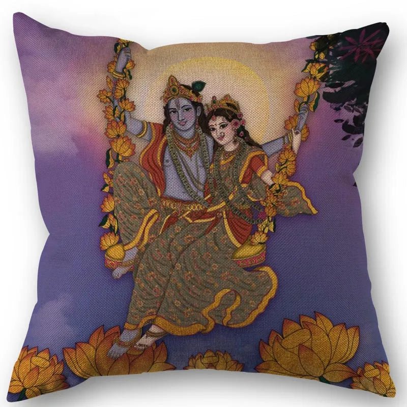 Radha And Krishna Pillow Cover (45cm x 45cm) SELECTION - ALOE WINGS STORE