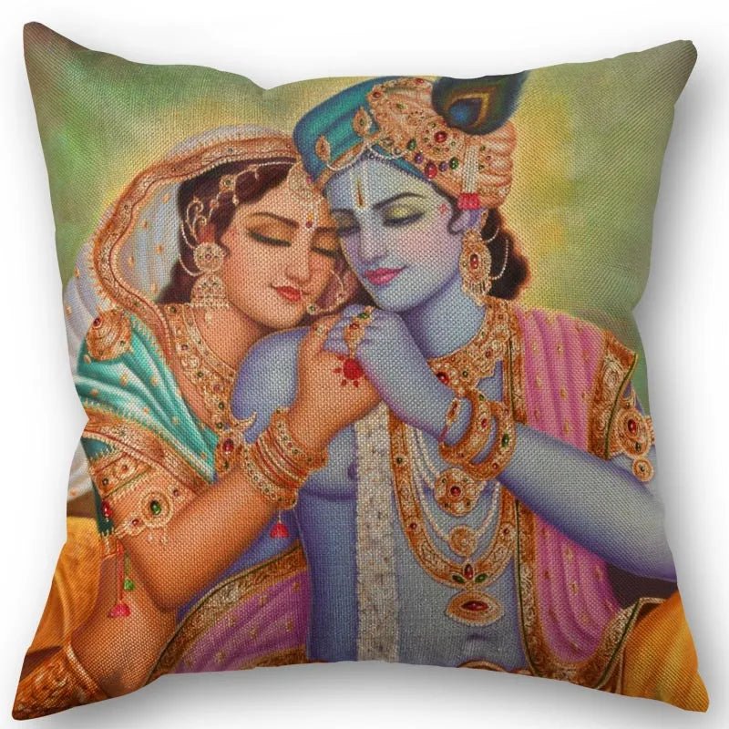 Radha And Krishna Pillow Cover (45cm x 45cm) SELECTION - ALOE WINGS STORE