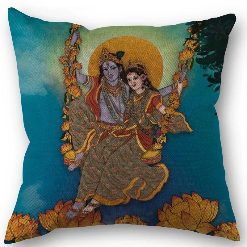 Radha And Krishna Pillow Cover (45cm x 45cm) SELECTION - ALOE WINGS STORE