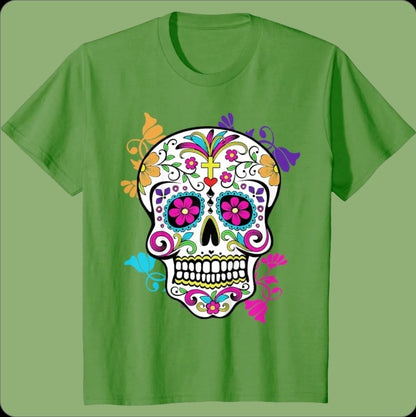 ‌Skull Día De Los Muertos T-Shirt – Unisex Mexican Halloween Festival Tees
