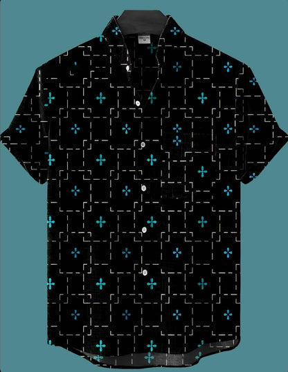 Men’s Hawaiian Print Linen-Style Short Sleeve Shirt – Oversized Casual Summer Top| Breathable Polyester Beach Wear & Vacation Fashion (S-5XL)