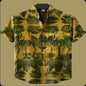 Yellow Tropical Palm Leaf Pattern Beach Shirt