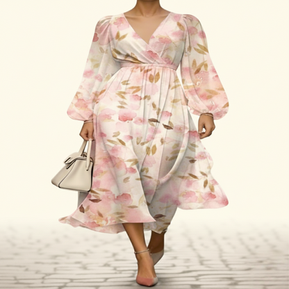 Elegant Floral & Patterned Knee-Length Dresses - Versatile Long Sleeve Casual Chic for Every Occasion