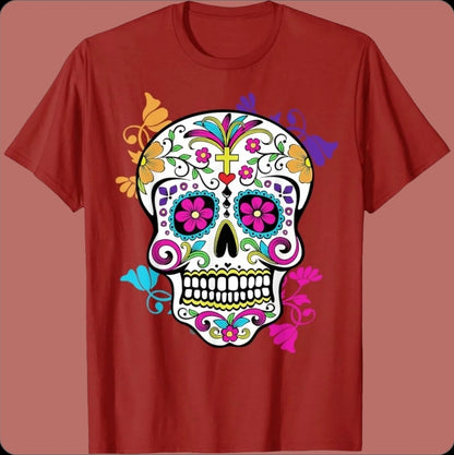 ‌Skull Día De Los Muertos T-Shirt – Unisex Mexican Halloween Festival Tees