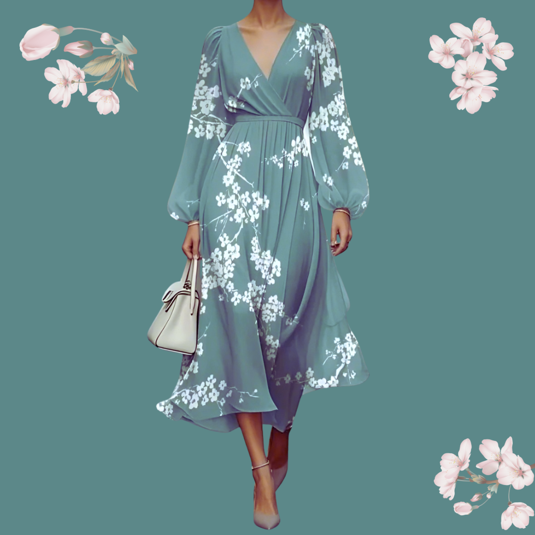 Elegant Floral & Patterned Knee-Length Dresses - Versatile Long Sleeve Casual Chic for Every Occasion