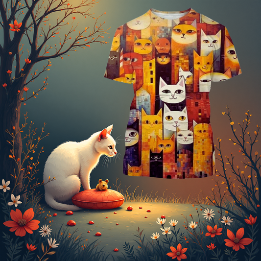 4.Funny Cute Cat 3D Print T-Shirt - Unisex Harajuku Streetwear, Summer Casual Top, Breathable & Quick Dry