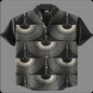 Men's Linen Blend Short Sleeve V-Neck Shirt – Forest Art Print Casual Shirt for Travel & Summer Wear