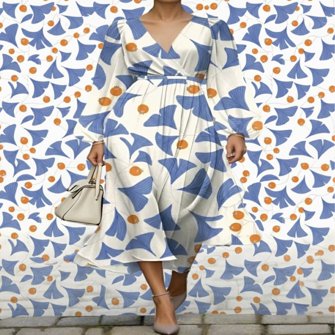 Elegant Floral & Patterned Knee-Length Dresses - Versatile Long Sleeve Casual Chic for Every Occasion