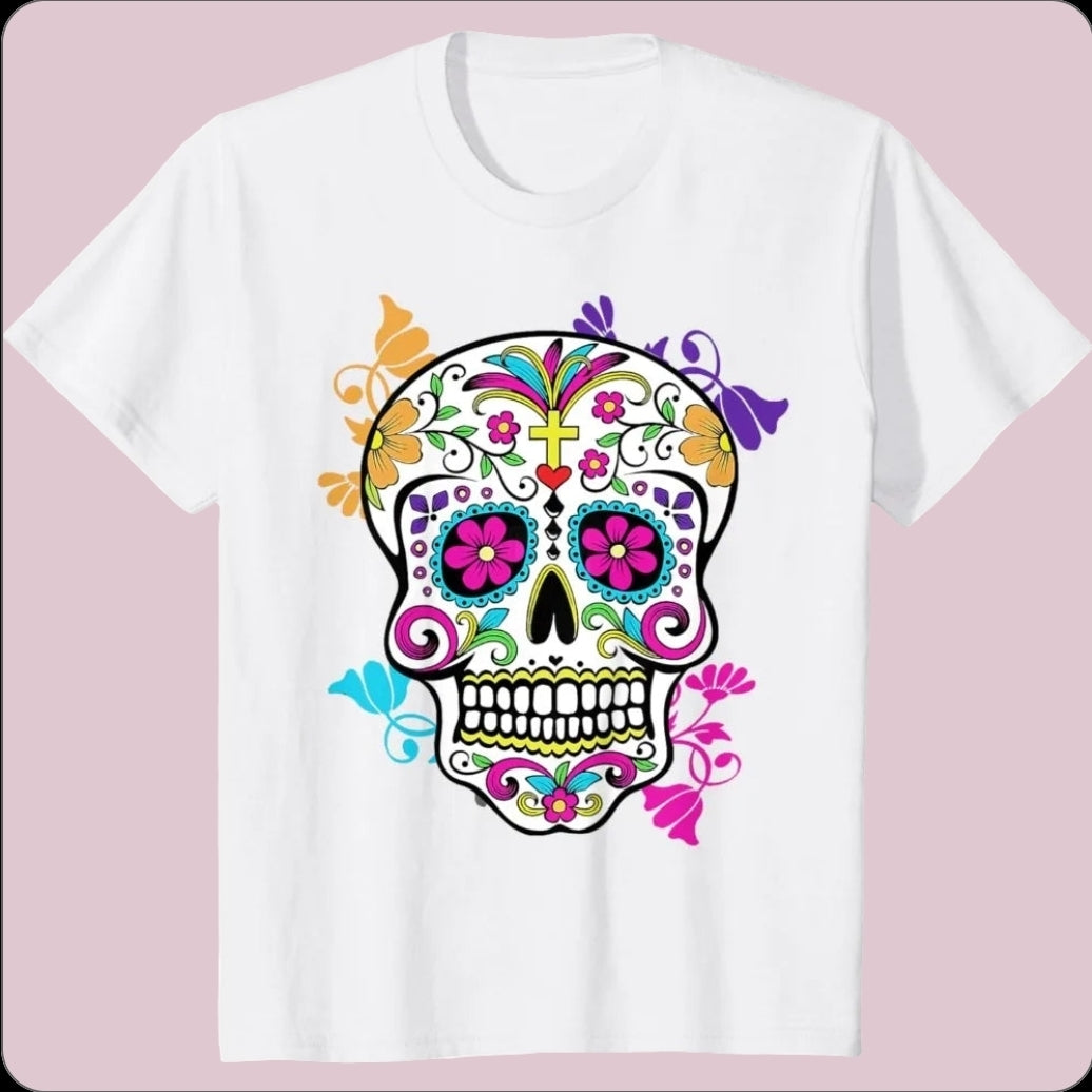 ‌Skull Día De Los Muertos T-Shirt – Unisex Mexican Halloween Festival Tees