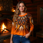 Vintage Striped Long Sleeves Tops for Women – All-Season Casual V-Neck Top, Slight Stretch Polyester Tee, Festival & Folk Style, True to Size