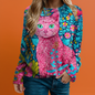 Cute Cat Sweatshirts for Women – Funny Graphic Crewneck Oversized Sweaters