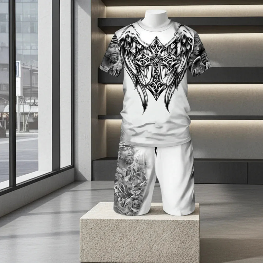 Lion Style Shorts and T-Shirt Set - 3XL