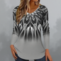 Vintage Striped Long Sleeves Tops for Women – All-Season Casual V-Neck Top, Slight Stretch Polyester Tee, Festival & Folk Style, True to Size