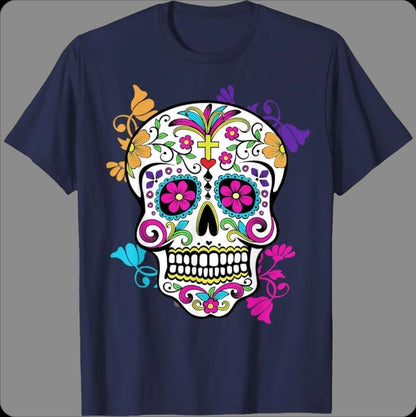 ‌Skull Día De Los Muertos T-Shirt – Unisex Mexican Halloween Festival Tees
