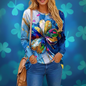 Fantasy butterfly design with vibrant colours on women's 3D printed long sleeve shirt