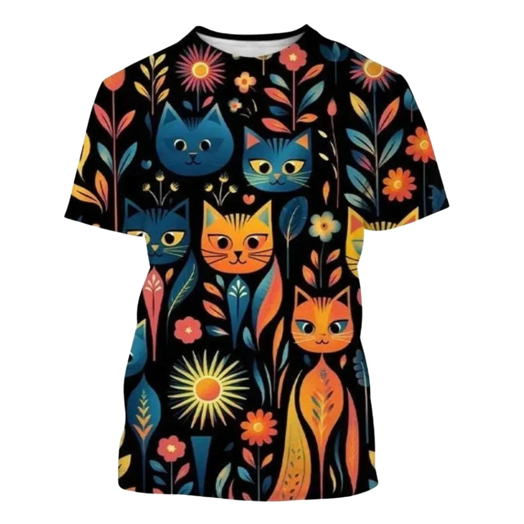 2.Funny Cute Cat 3D Print T-Shirt - Unisex Harajuku Streetwear, Summer Casual Top, Breathable & Quick Dry