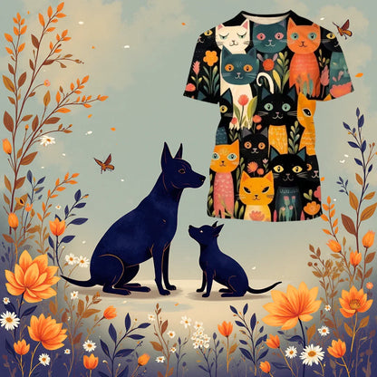 2.Funny Cute Cat 3D Print T-Shirt - Unisex Harajuku Streetwear, Summer Casual Top, Breathable & Quick Dry