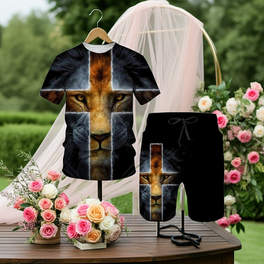 Lion Style Shorts and T-Shirt Set - 3XL