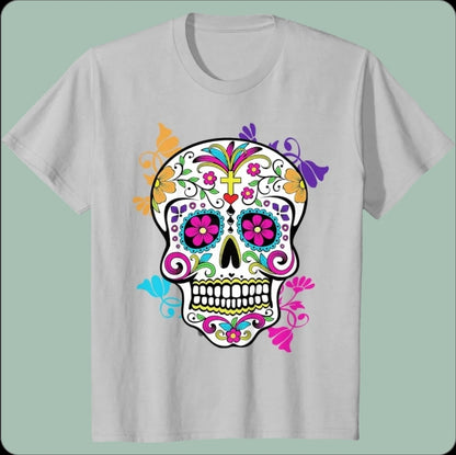 ‌Skull Día De Los Muertos T-Shirt – Unisex Mexican Halloween Festival Tees