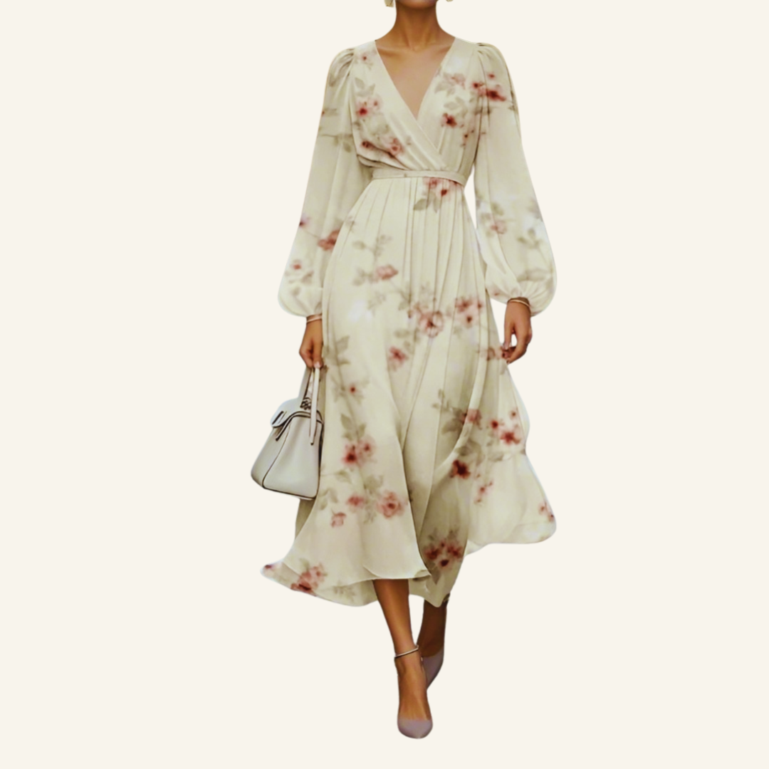 Elegant Floral & Patterned Knee-Length Dresses - Versatile Long Sleeve Casual Chic for Every Occasion
