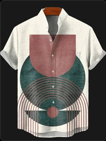 Men's retro vinyl record print shirt – music-inspired design for hipster fashion and music festivals.