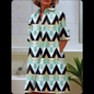 White and blue geometric striped loose shirt dress for women