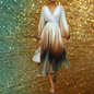 ​Bohemian style long sleeve dress in earthy tones, perfect for desert vibes