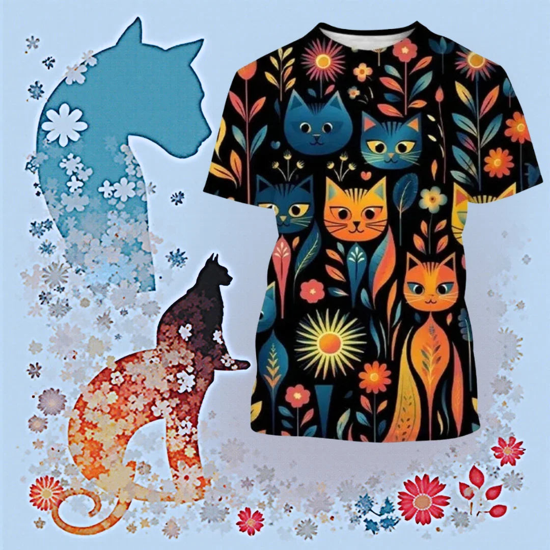 2.Funny Cute Cat 3D Print T-Shirt - Unisex Harajuku Streetwear, Summer Casual Top, Breathable & Quick Dry
