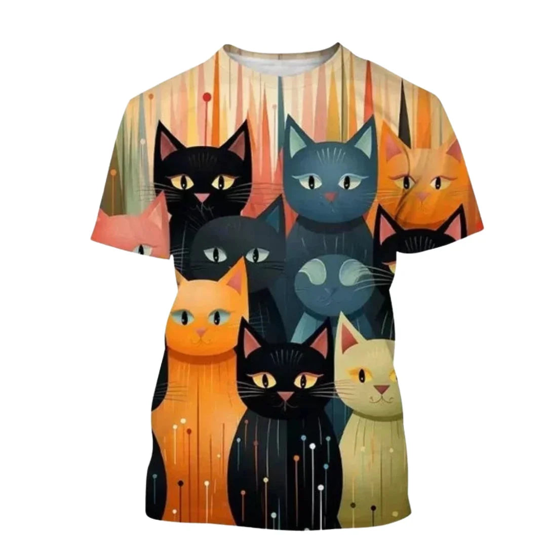 2.Funny Cute Cat 3D Print T-Shirt - Unisex Harajuku Streetwear, Summer Casual Top, Breathable & Quick Dry