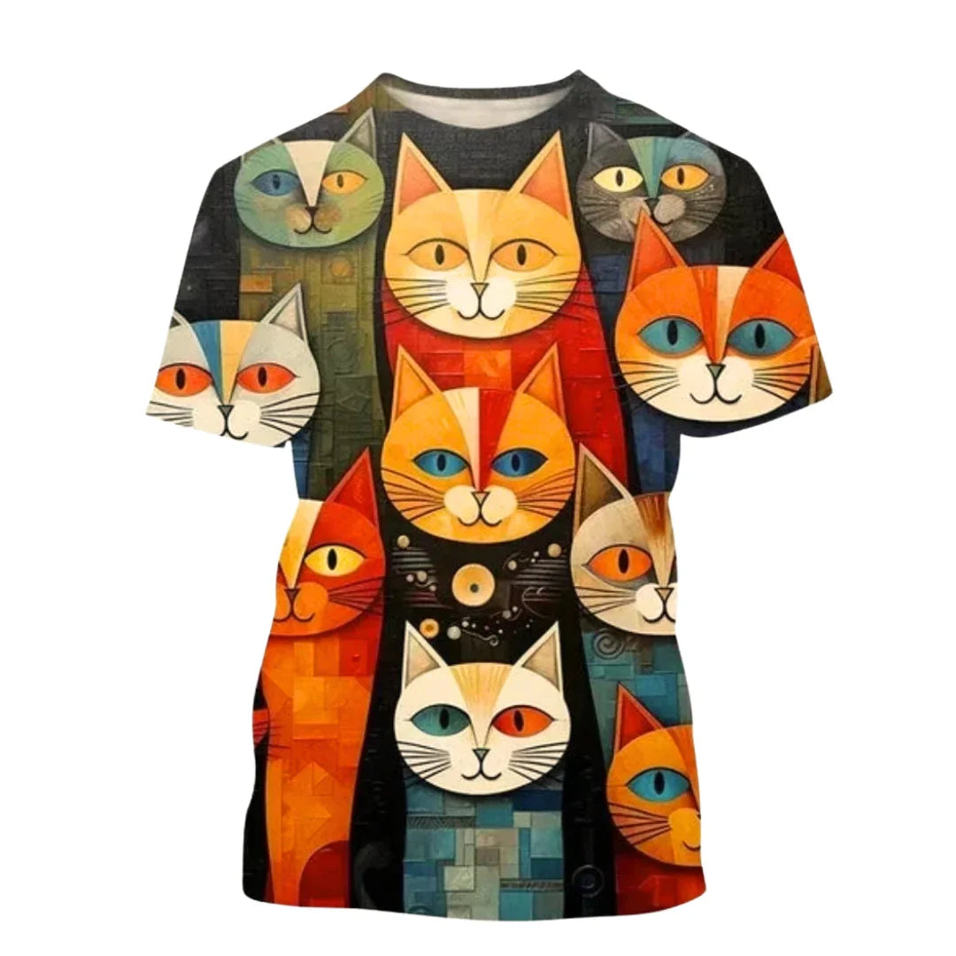 2.Funny Cute Cat 3D Print T-Shirt - Unisex Harajuku Streetwear, Summer Casual Top, Breathable & Quick Dry