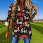 Horse Print Blouses for Women – Loose Fit Long Sleeve Casual Shirts | Spring, Autumn Office Chic Top with Button Front | Animal Print Polyester Tunics