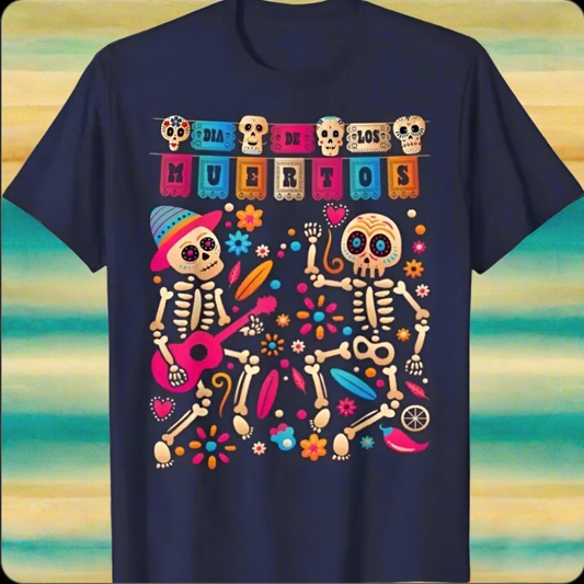 Día De Los Muertos Skeleton T-Shirt – Funny Day of the Dead Mexican Cotton Tee for Men | Sizes S-6XL