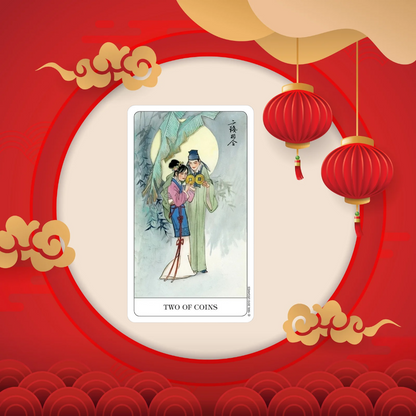 Hand Holding a Card from the Chinese Tarot Deck
