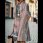 S-5XL Women's Summer Shirt Dress – Loose Bohemian Printed Maxi Dress with Turn-Down Collar, Three-Quarter Sleeves & Geometric Patterns | Vintage-Inspired Knee-Length Party & Evening Gowns in White, Blue, Celadon & More