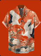Men’s Hawaiian Print Linen-Style Short Sleeve Shirt – Oversized Casual Summer Top| Breathable Polyester Beach Wear & Vacation Fashion (S-5XL)