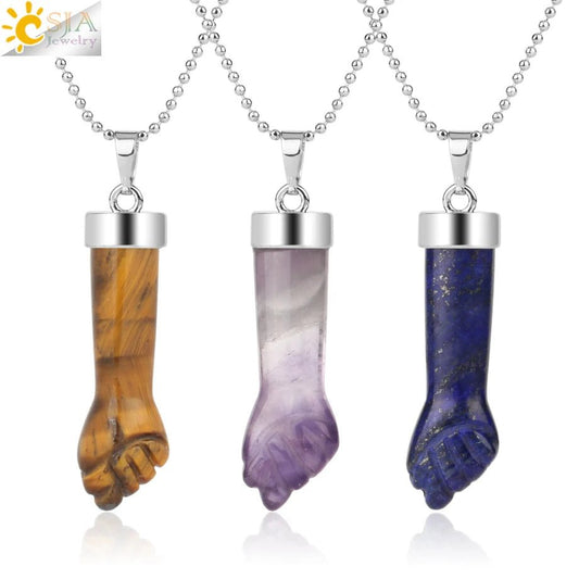 Semi-Precious Gemstones Carved Fist Pendant SELECTION - ALOE WINGS STORE