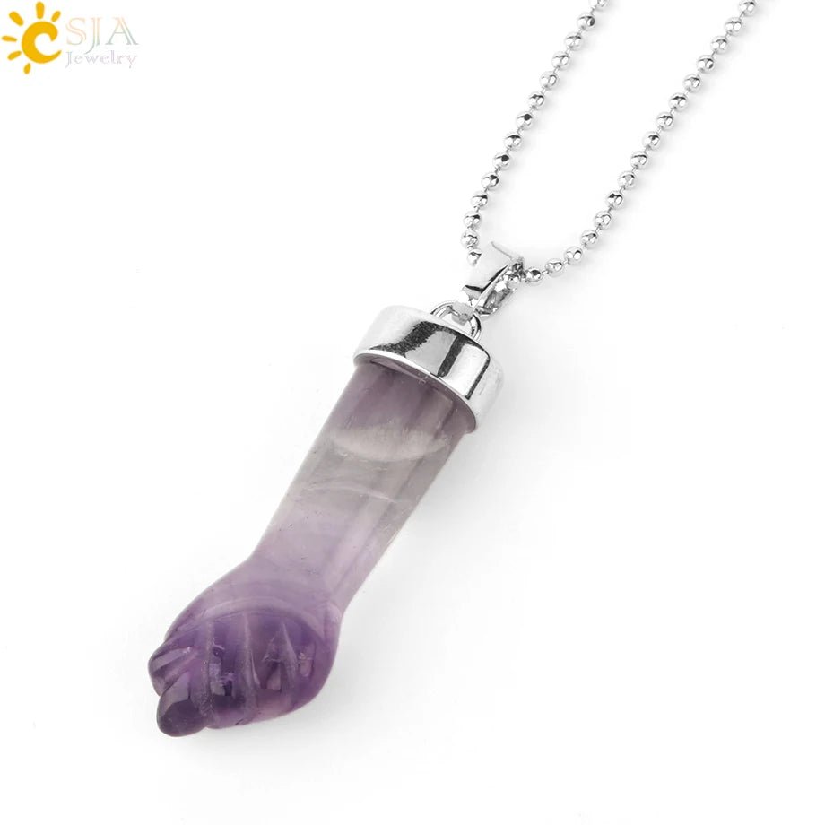 Semi-Precious Gemstones Carved Fist Pendant SELECTION - ALOE WINGS STORE