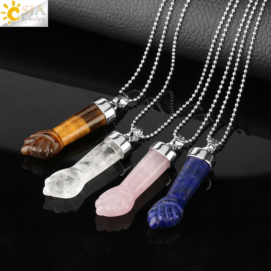 Semi-Precious Gemstones Carved Fist Pendant SELECTION - ALOE WINGS STORE