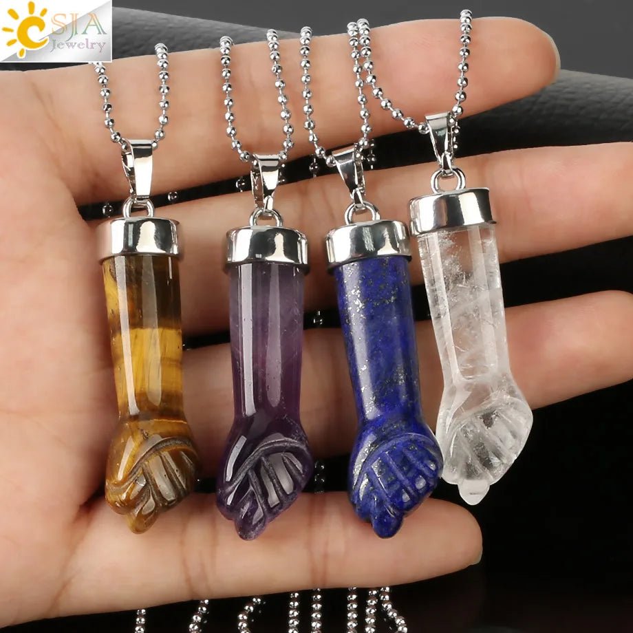 Semi-Precious Gemstones Carved Fist Pendant SELECTION - ALOE WINGS STORE