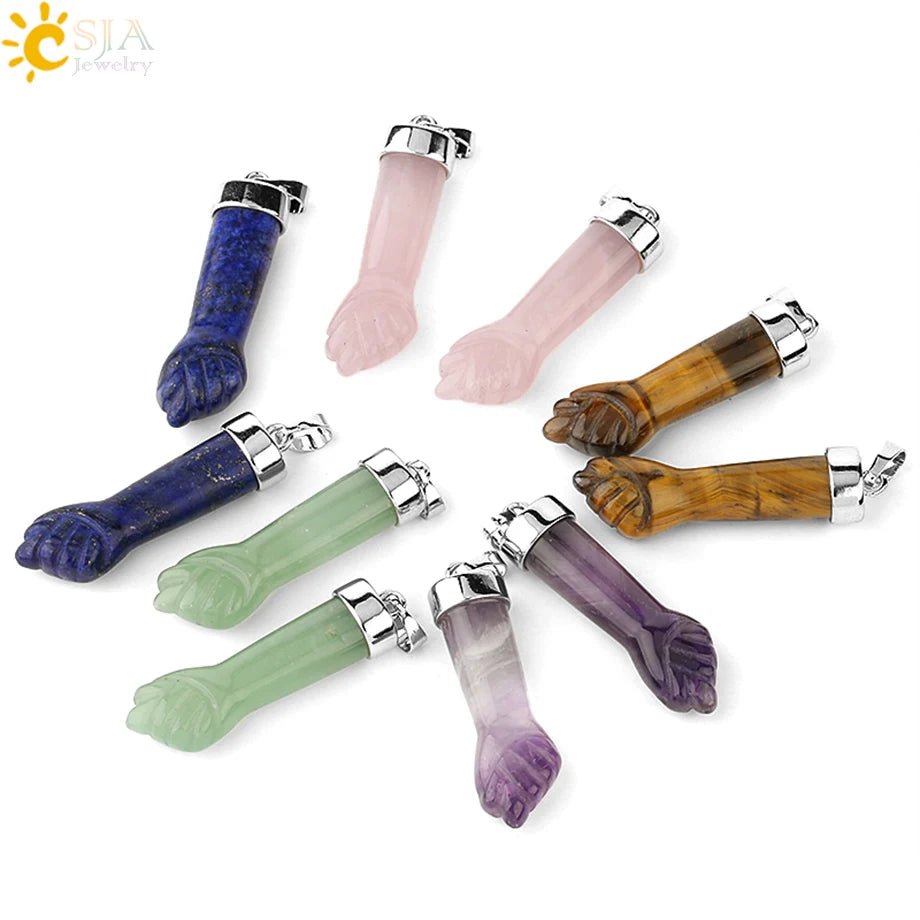 Semi-Precious Gemstones Carved Fist Pendant SELECTION - ALOE WINGS STORE