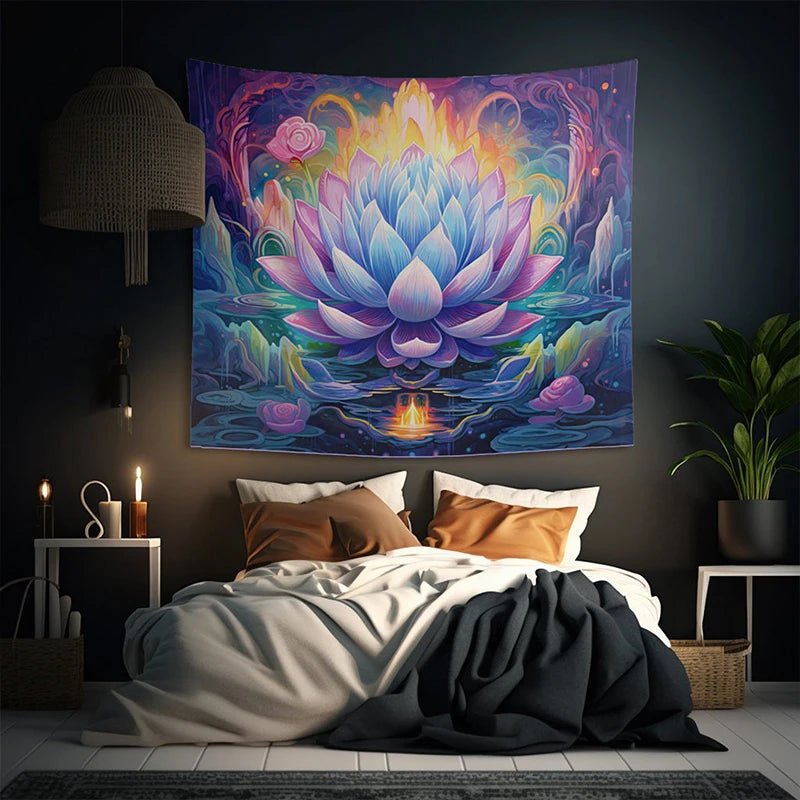 Spiritual Lotus Flower Wall Tapestry - Home Decor - ALOE WINGS STORE