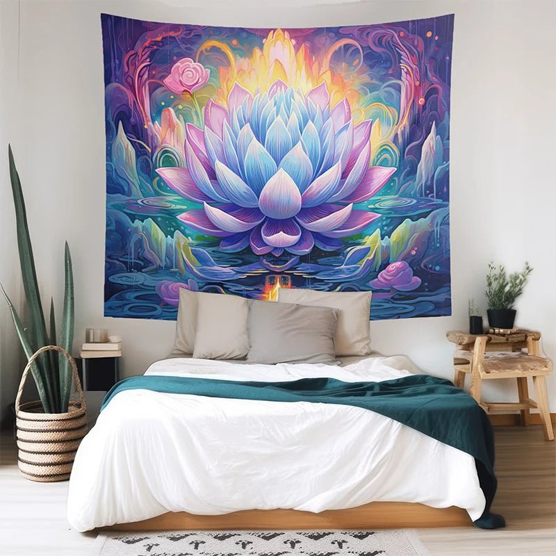 Spiritual Lotus Flower Wall Tapestry - Home Decor - ALOE WINGS STORE