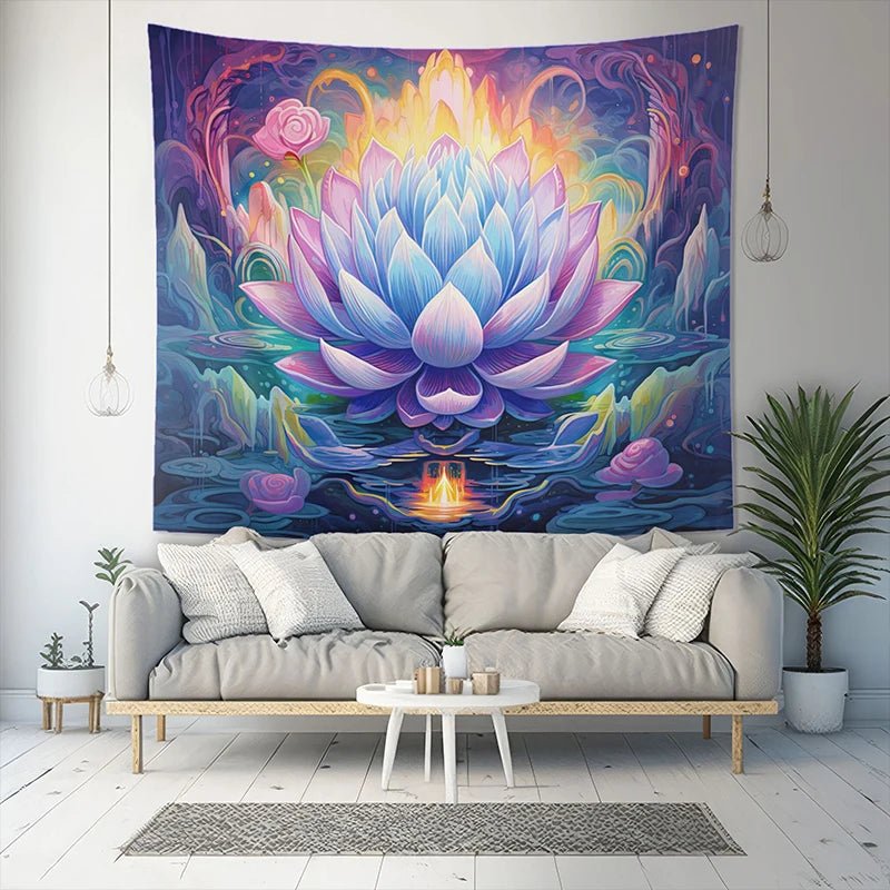 Spiritual Lotus Flower Wall Tapestry - Home Decor - ALOE WINGS STORE