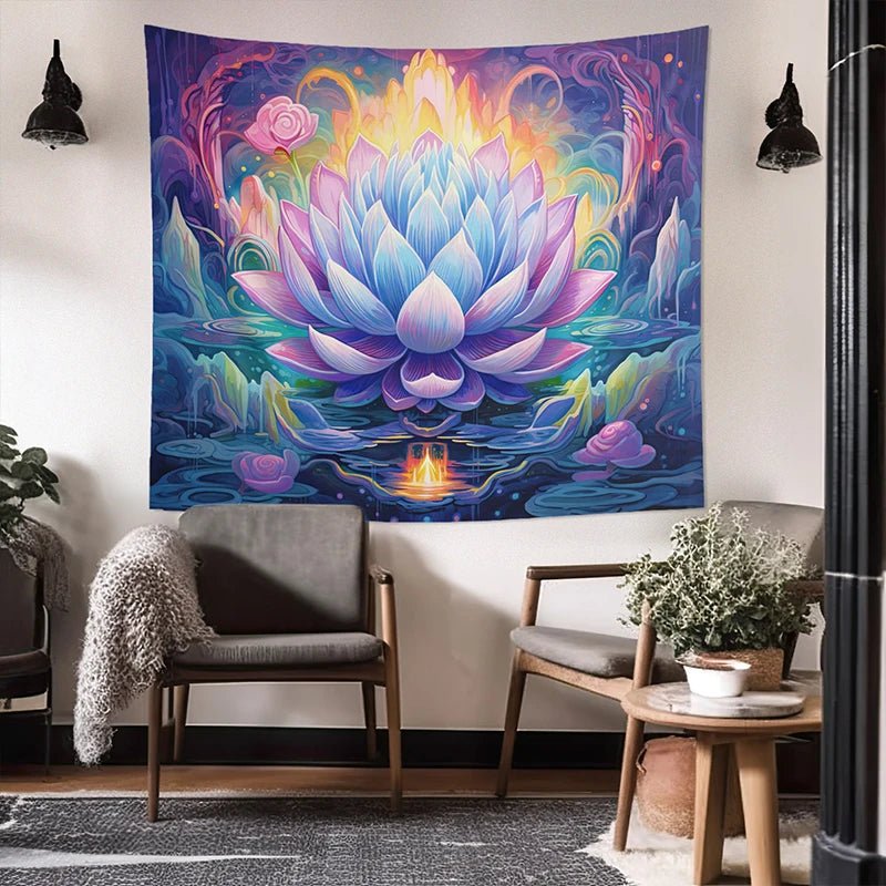 Spiritual Lotus Flower Wall Tapestry - Home Decor - ALOE WINGS STORE