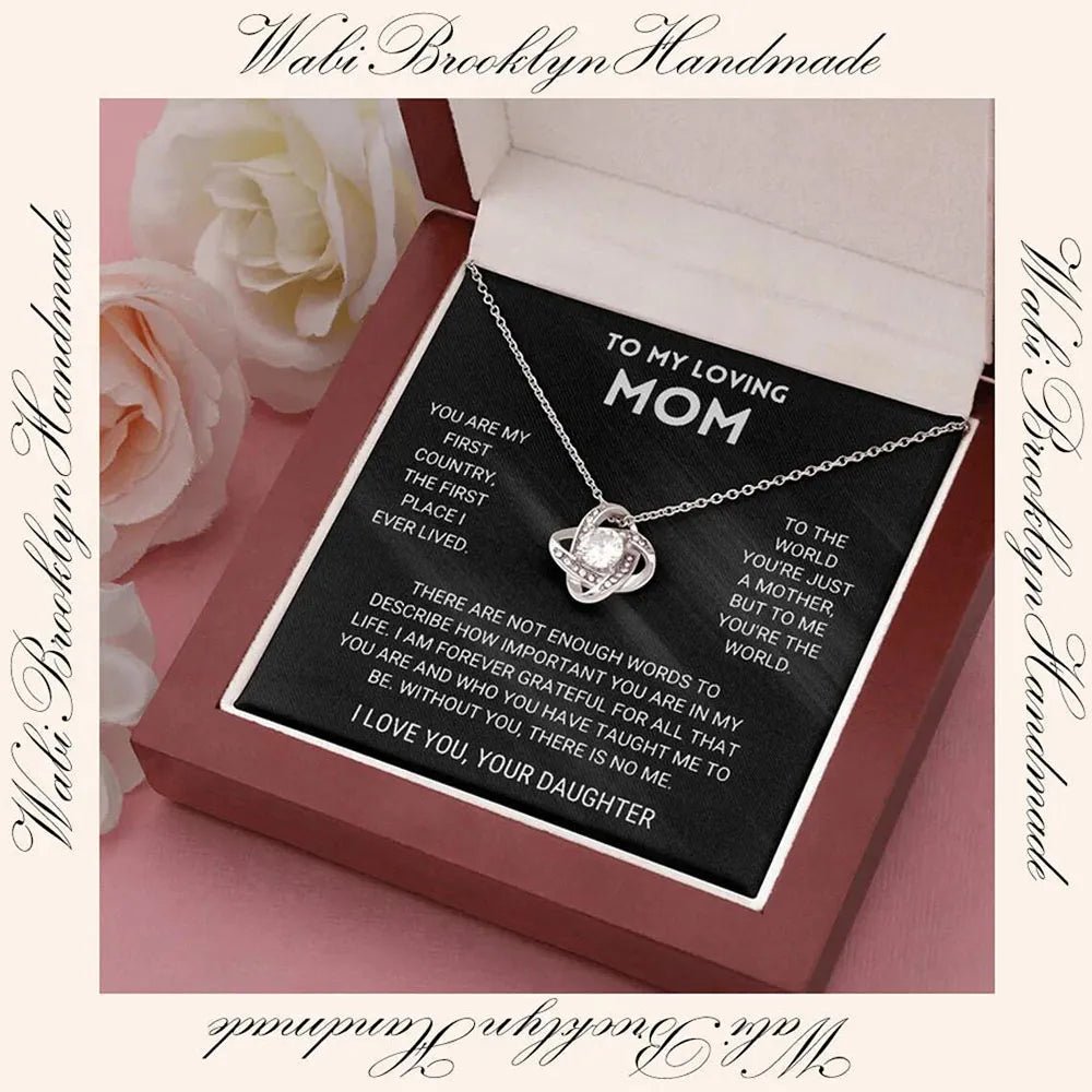 To My Beautiful Mom Love Knot Necklace in a Gift Box - ALOE WINGS STORE